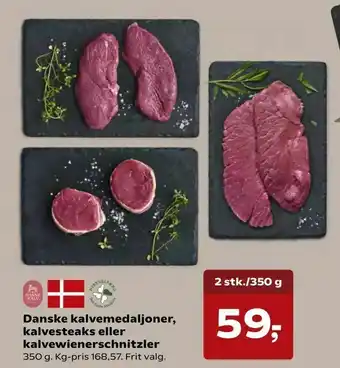 SuperBrugsen Danske kalvemedaljoner, kalvesteaks eller kalvewienerschnitzler tilbud