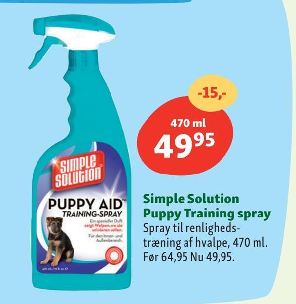 Simple solution puppy training spray tilbud hos Maxi Zoo