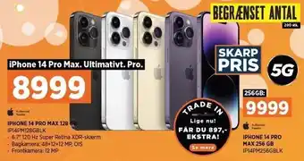 Power Apple iphone 14 pro max 128 gb el. iphone 14 pro max 256 gb tilbud