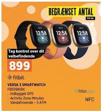 Power Fitbit versa 3 smartwatch tilbud