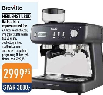 Imerco Breville barista max espressomaskine tilbud