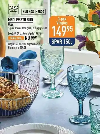 Imerco Casa living glas 3-pak tilbud