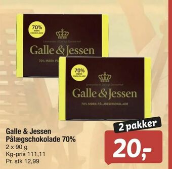 Fakta Tyskland Galle & Jessen Pålægschokolade 70% tilbud