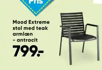 Bilka Mood Extreme stol med teak armlæn - antracit tilbud