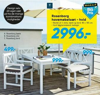 Bilka Rosenborg havemøbelsæt - hvid tilbud