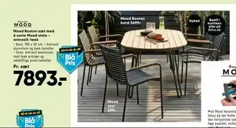 Bilka Mood Boston sæt med 6 sorte Mood stole - antracit/teak tilbud
