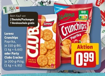 REWE DE Lorenz Crunchips oder Party Clubs Cracker tilbud