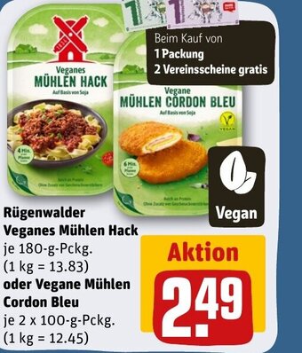 REWE DE Rügenwalder Veganes Mühlen Hack oder Vegane MÜHLEN CORDON BLEU tilbud