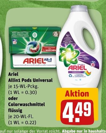 REWE DE Ariel Allin1 Pods Universal oder Colorwaschmittel flüssig tilbud