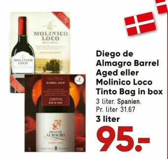 Diego de Almagro Barrel Aged eller Molinico Loco Tinto Bag in box