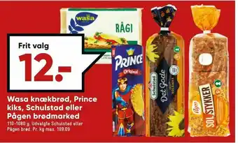 Bilka Wasa knækbrød, Prince kiks, Schulstad eller Pågen brødmarked tilbud