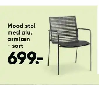 Bilka Mood stol med alu. armlæn - sort tilbud