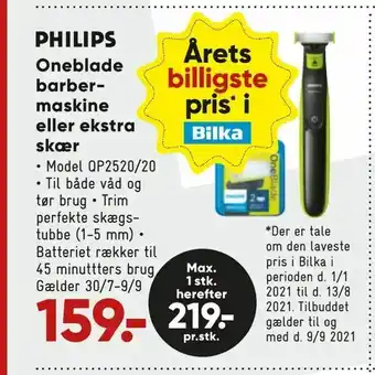 Bilka Oneblade barber maskine eller ekstra skær tilbud