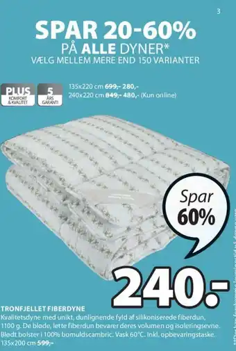 JYSK Tronfjellet Fiberdyne 135x200 cm tilbud