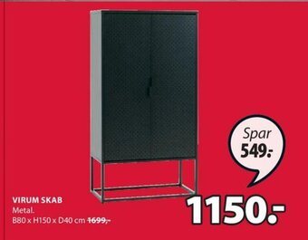 JYSK Virum Skab B80XH150XD40 cm tilbud