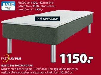 JYSK Basic B15 Boxmadras 90x200 cm tilbud