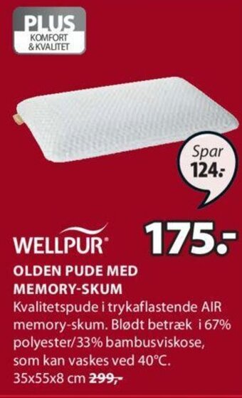 JYSK Olden Pude Med Memory-Skum 35x55x8 cm tilbud