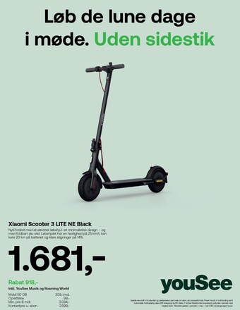YouSee Xiaomi scooter 3 lite ne black tilbud