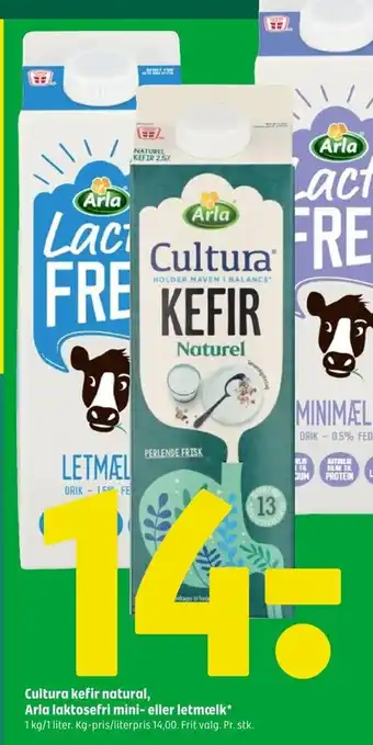 Coop 365 Cultura kefir natural, Arla laktosefri mini- eller letmælk tilbud