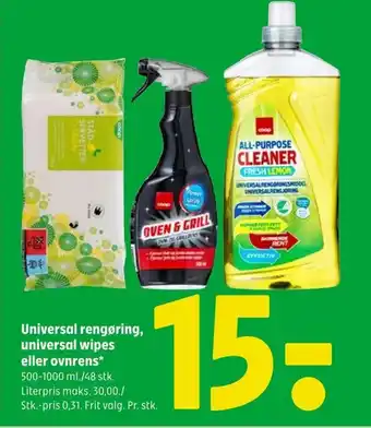 Coop 365 Universal rengøring, universal wipes eller ovnrens tilbud