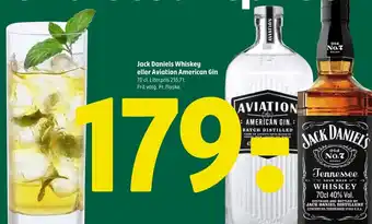 Jack Daniels Whiskey eller Aviation American Gin 70 cl.
