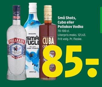 Coop 365 Små Shots, Cuba eller Poliakov Vodka 70-100 cl. tilbud