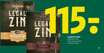 Coop 365 Legal Zin i boks tilbud