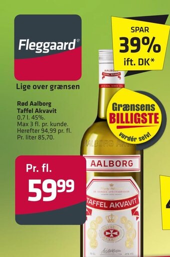 Fleggaard Rød Aalborg Taffel Akvavit tilbud