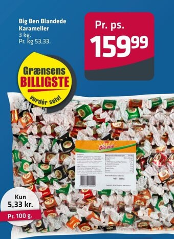 Fleggaard Big Ben Blandede Karameller 3 kg. tilbud