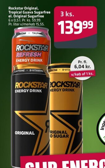 Rockstar Original, Tropical Guava Sugarfree el. Original Sugarfree