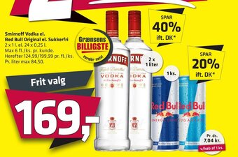 Fleggaard Smirnoff Vodka el. Red Bull Original el. Sukkerfri tilbud