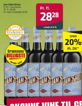 Fleggaard Jam Shed Shiraz 0,75 l. Australien. tilbud