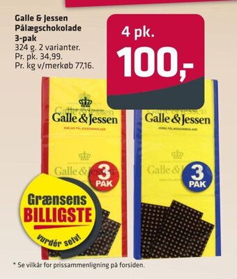 Fleggaard Galle & Jessen Pålægschokolade 3-pak tilbud
