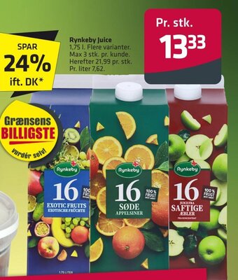 Fleggaard Rynkeby Juice 1,75 l. tilbud