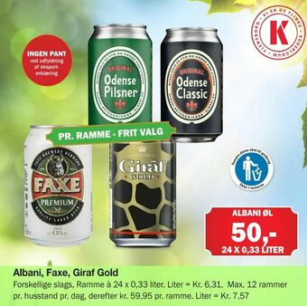 Købmandsgården Albani, Faxe, Giraf Gold tilbud