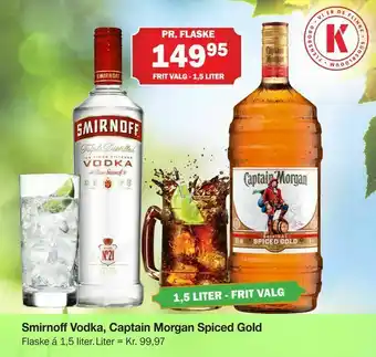 Købmandsgården Smirnoff Vodka, Captain Morgan Spiced Gold tilbud
