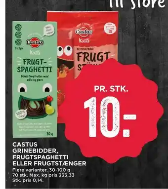 Castus grinebidder, frugtspaghetti eller frugtstænger