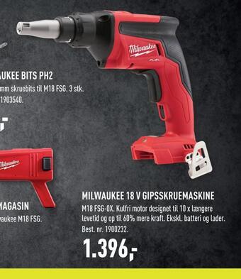 Johannes Fog Milwaukee 18 v gipsskruemaskine tilbud