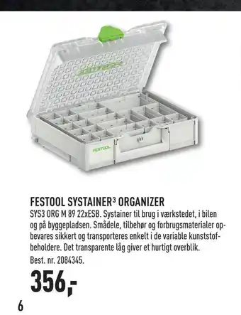 Johannes Fog Festool systainer3 organizer tilbud