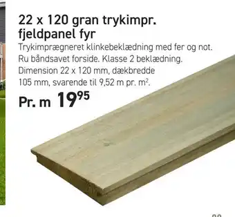 Johannes Fog 22 x 120 gran trykimpr. fjeldpanel fyr tilbud