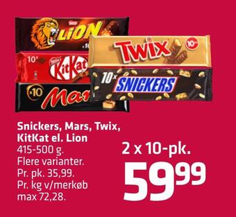 Fleggaard Snickers, mars, twix, kitkat el. lion tilbud