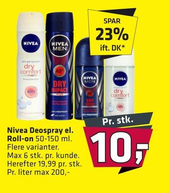 Fleggaard Nivea deospray el. roll-on tilbud