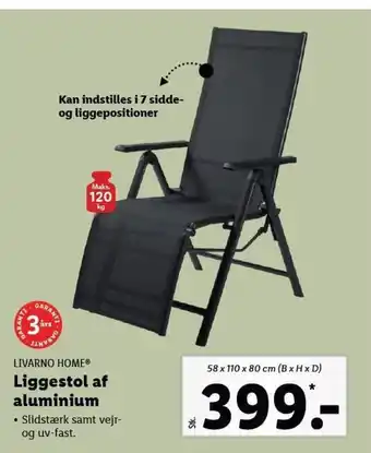 Lidl Liggestol af aluminium tilbud