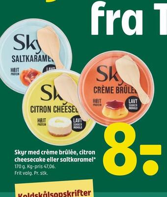 Coop 365 Skyr med crème brûlée, citron cheesecake eller saltkaramel tilbud