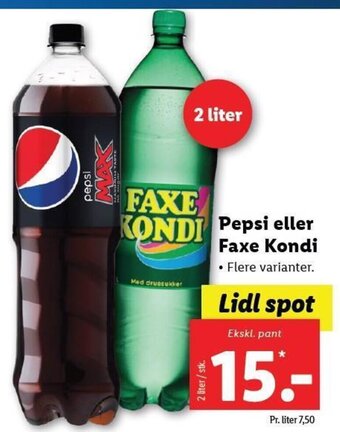 Lidl Pepsi eller Faxe Kondi tilbud