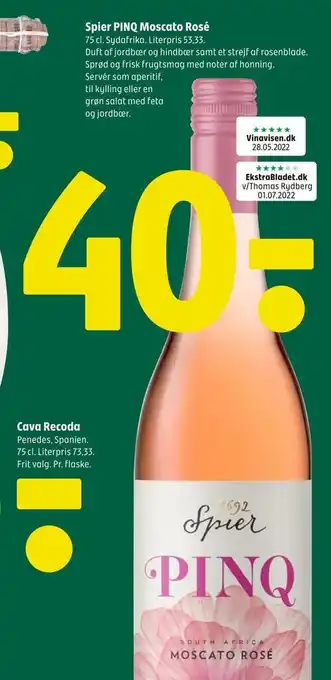Coop 365 Spier pinq moscato rosé tilbud