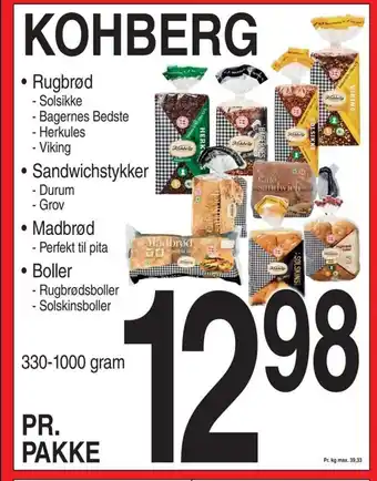 ABC Lavpris KOHBERG • Rugbrød• Sandwichstykker • Madbrød • Boller tilbud