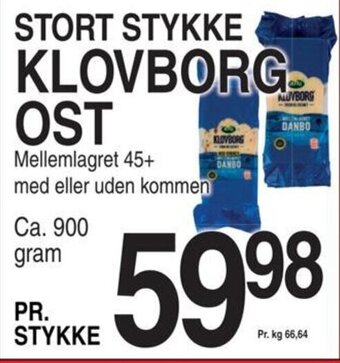 ABC Lavpris STORT STYKKE KLOVBORG OST tilbud