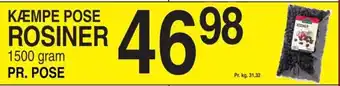 ABC Lavpris KÆMPE POSE ROSINER 1500 gram tilbud