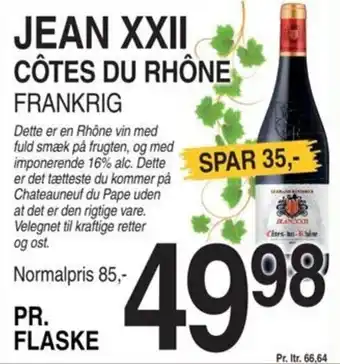 ABC Lavpris JEAN XXII CÔTES DU RHÔNE FRANKRIG tilbud